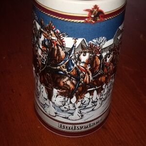 Budweiser Ceramic Stein with Clydesdale Team - Blue, Brown, White